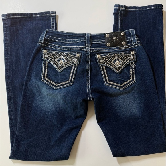 Miss Me Denim - Miss Me Dark Blue Boot Cut Jeans with Embellished Pockets ✨